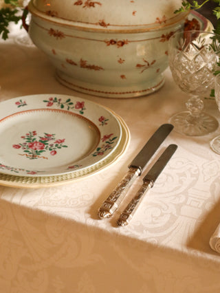 N.C. Embroidered Damask Table Linen Set - 25 Pieces