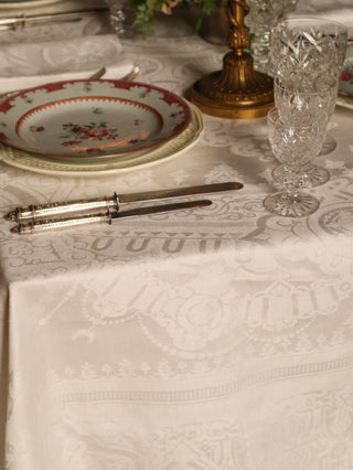 N.C. Embroidered Damask Table Linen Set - 25 Pieces