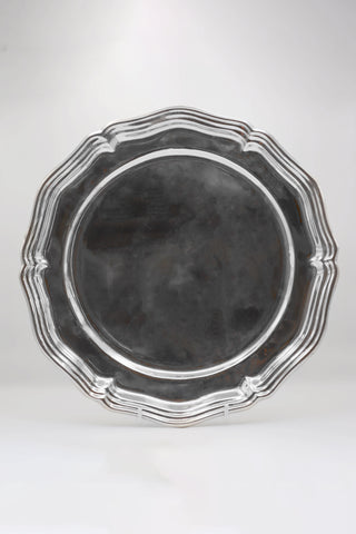 French scalloped charger plate rental – antique inspired tableware London Maison Fete