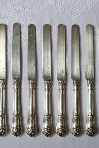 Hallmarked Minerva Silver knife set 