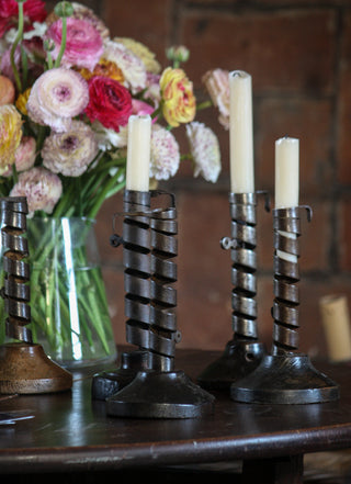 antique twisted candle holders