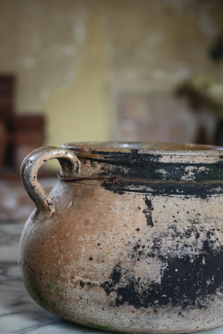 ANTIQUE FRENCH CERAMIC CAULDRONS - SET OF 2
