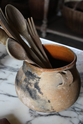 ANTIQUE FRENCH CERAMIC CAULDRONS - SET OF 2