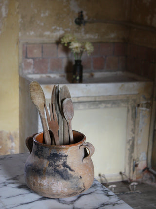 ANTIQUE FRENCH CERAMIC CAULDRONS - SET OF 2