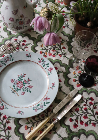 EMBROIDERED SPRING ROSE TABLECLOTH