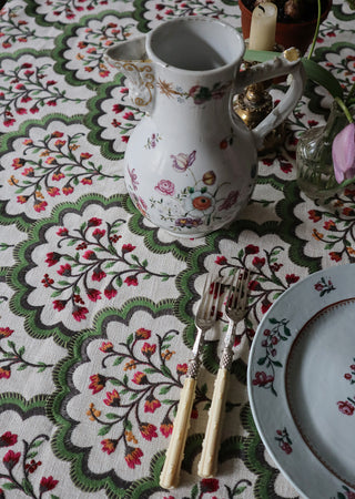 EMBROIDERED SPRING ROSE TABLECLOTH