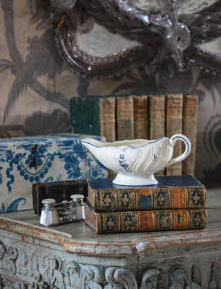 18th century blue and white gravy boat 