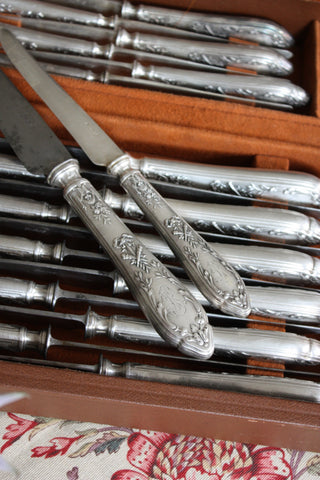 ENGRAVED STERLING SILVER CUTLERY SET - 30 PIECES
