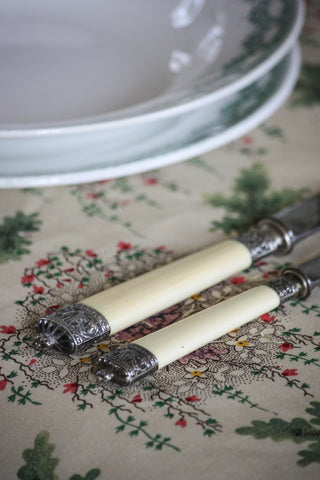ANTIQUE SILVER COLLAR KNIFE SET - 24 PIECES